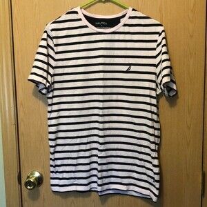 Nautica medium pink and navy blue stripped Tshirt